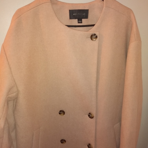NWOT $258 Ann Taylor Size Large Wool Blend Oversized Crew Neck Coat Tan - Picture 7 of 11